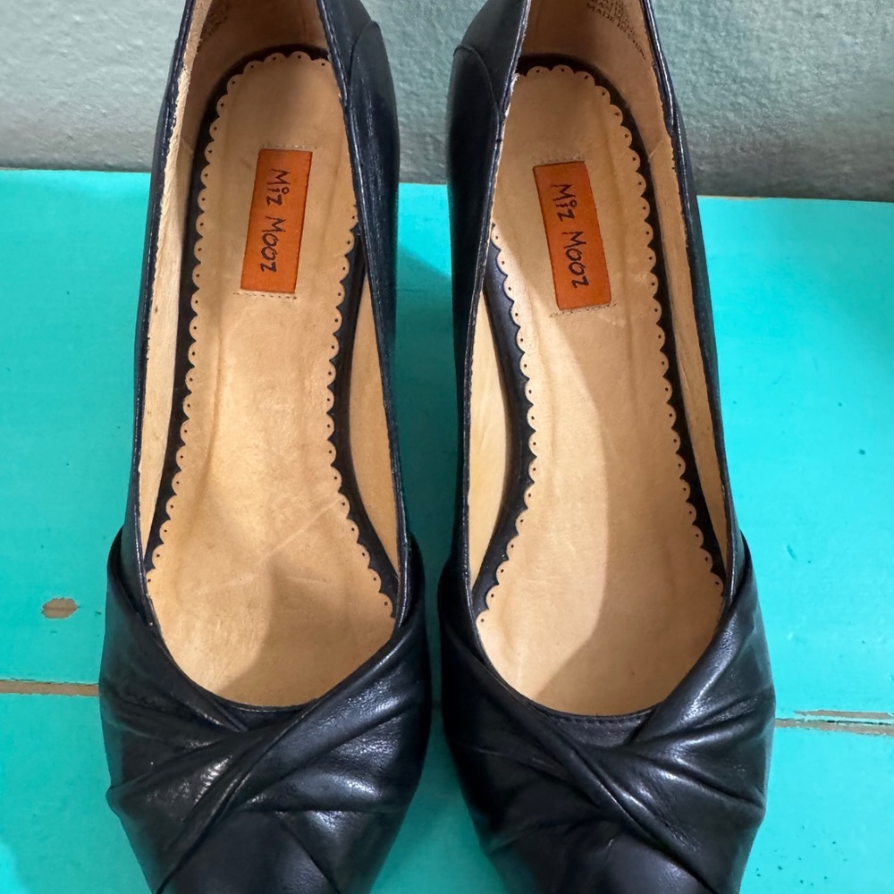 Mix Mooz Black Leather Heels Pumps Women's Shoes, 7.5